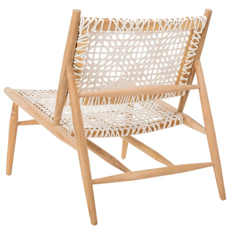 Open Leather Weave Accent Chair