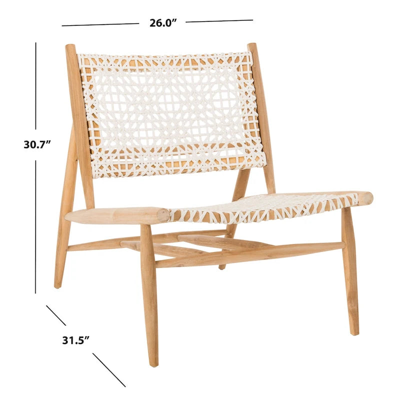 Open Leather Weave Accent Chair