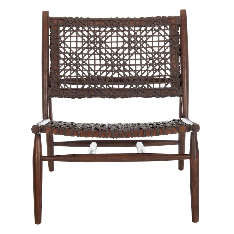 Open Leather Weave Accent Chair