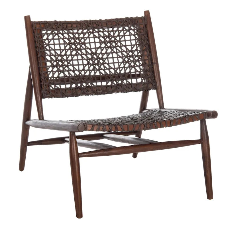 Open Leather Weave Accent Chair