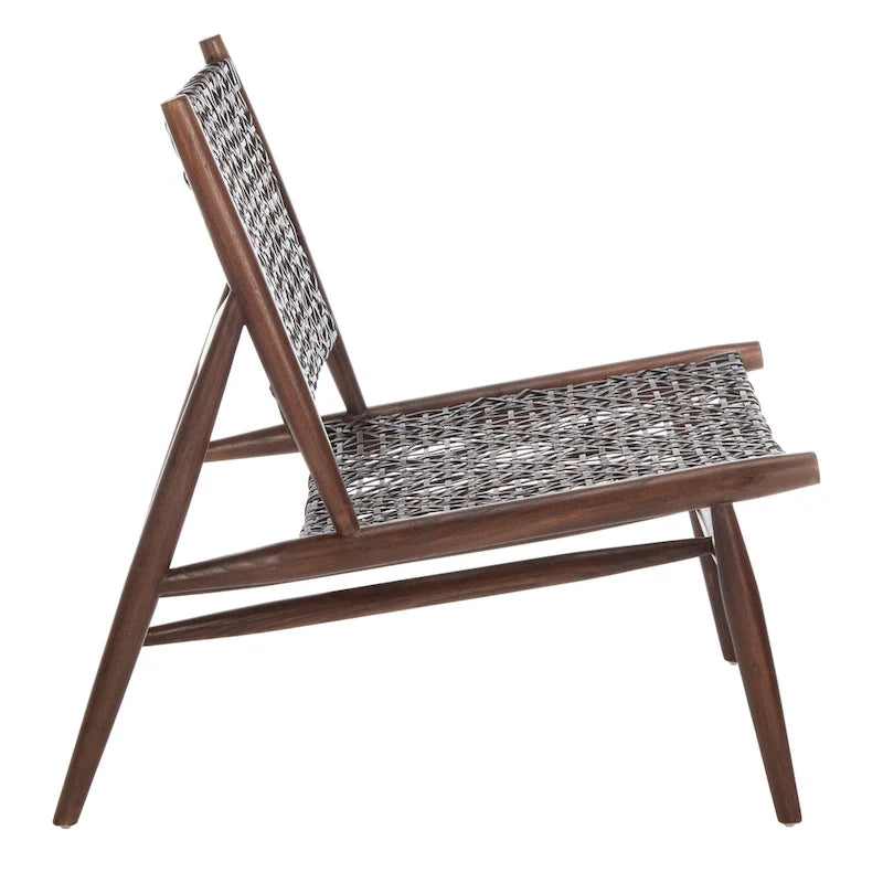 Open Leather Weave Accent Chair