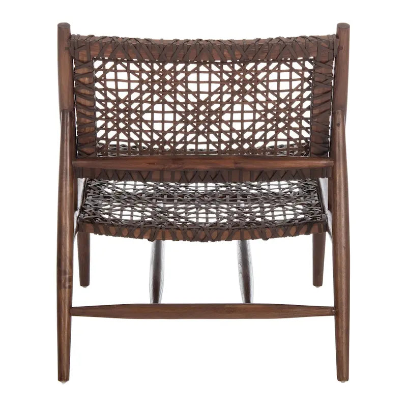 Open Leather Weave Accent Chair