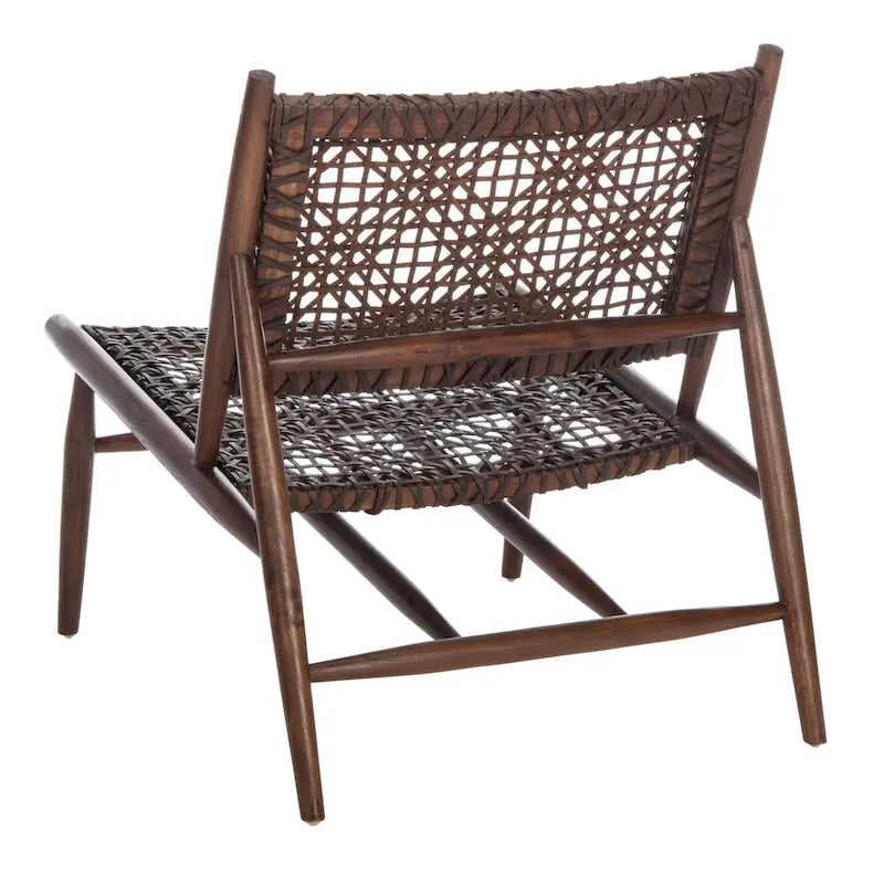 Open Leather Weave Accent Chair