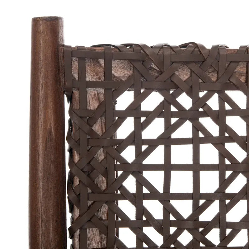Open Leather Weave Accent Chair