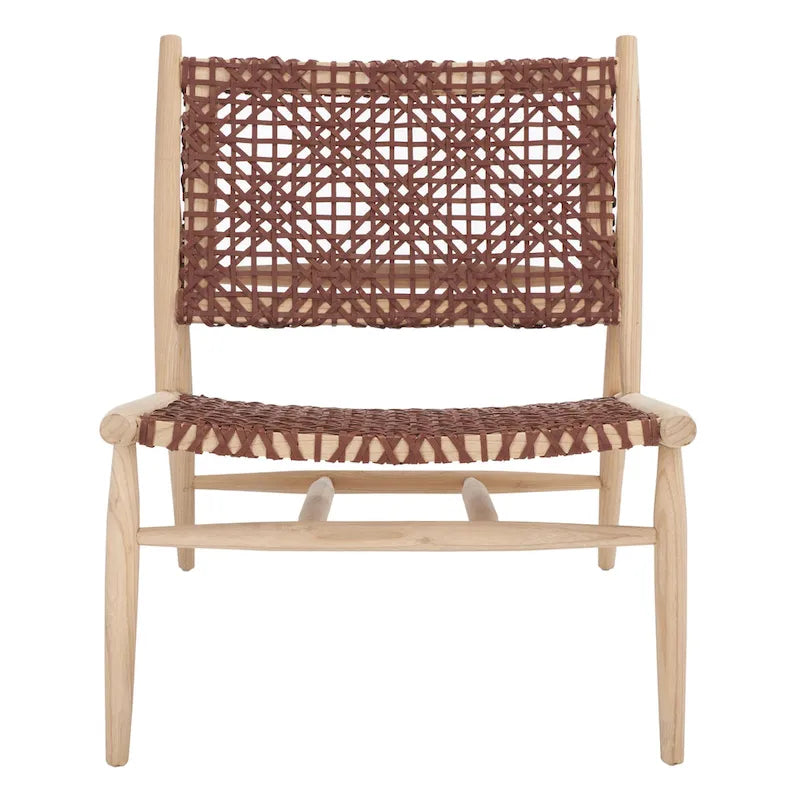 Open Leather Weave Accent Chair