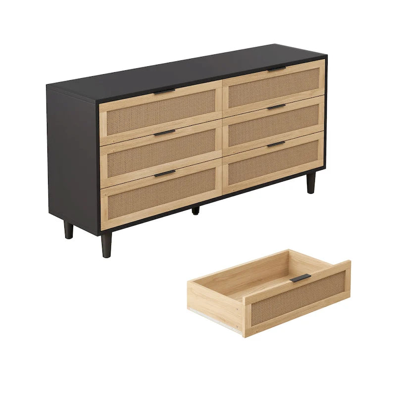 6-Drawer Rattan Storage Cabinet