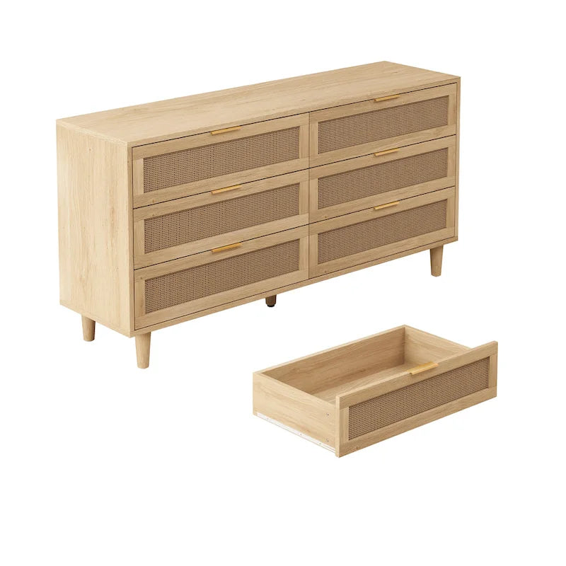 6-Drawer Rattan Storage Cabinet