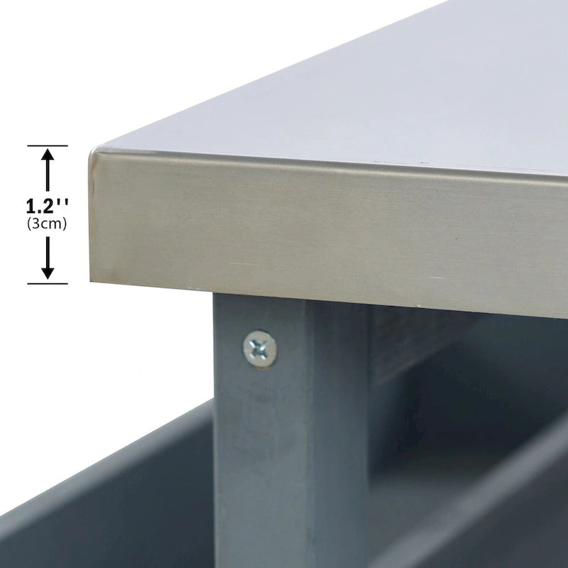 Outdoor Kitchen Island with Stainless Steel Top and Storage Cabinet