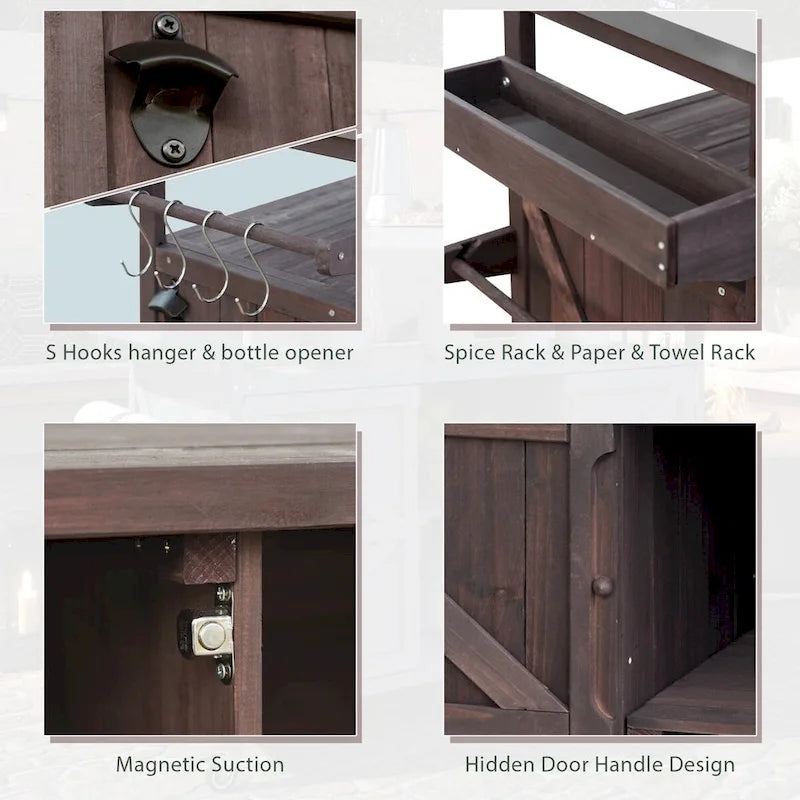 Outdoor Kitchen Island with Stainless Steel Top and Storage Cabinet