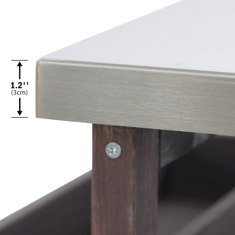 Outdoor Kitchen Island with Stainless Steel Top and Storage Cabinet