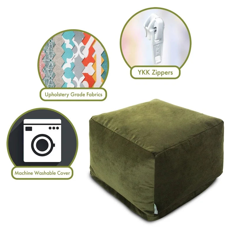 Indoor Velvet Ottoman Pouf