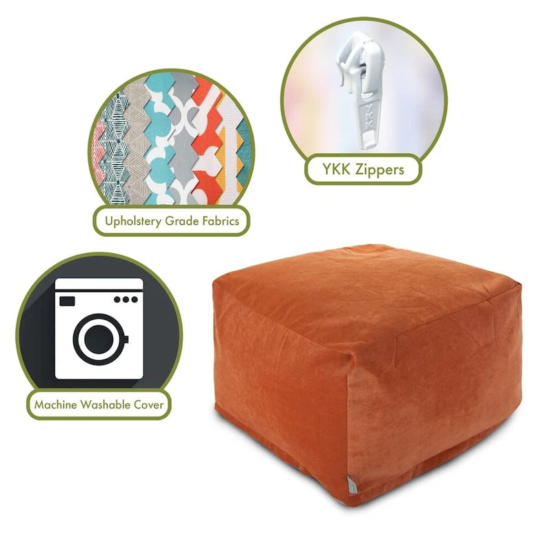 Indoor Velvet Ottoman Pouf