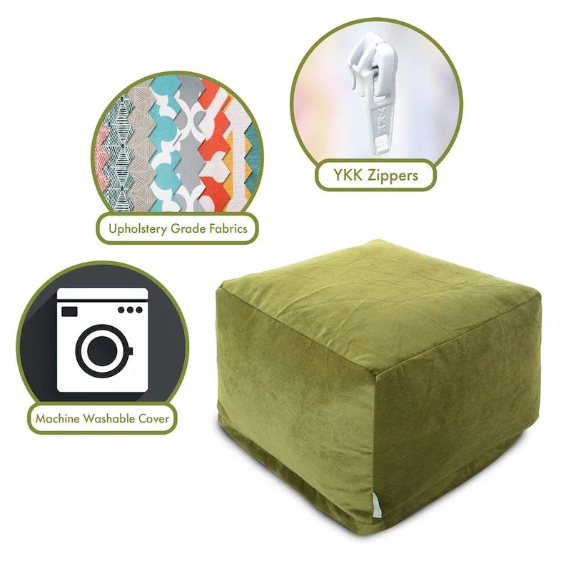 Indoor Velvet Ottoman Pouf