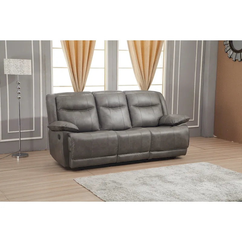 Bonded Leather Manual Reclining 3-Seat Sofa