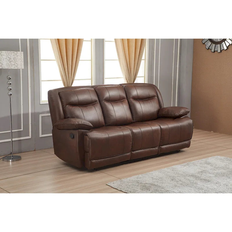 Bonded Leather Manual Reclining 3-Seat Sofa