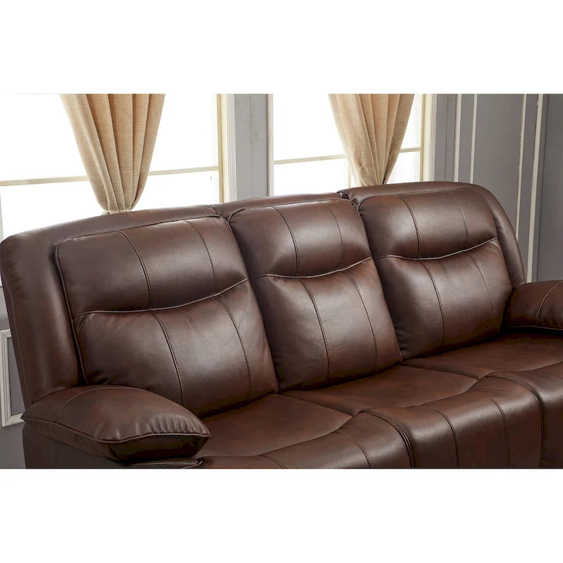 Bonded Leather Manual Reclining 3-Seat Sofa