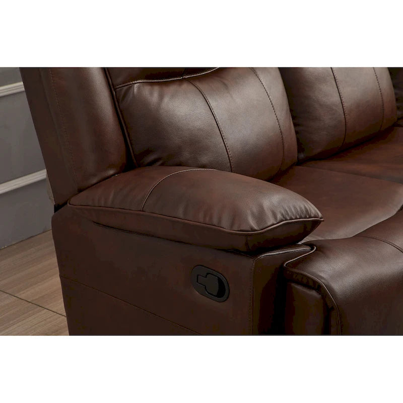 Bonded Leather Manual Reclining 3-Seat Sofa