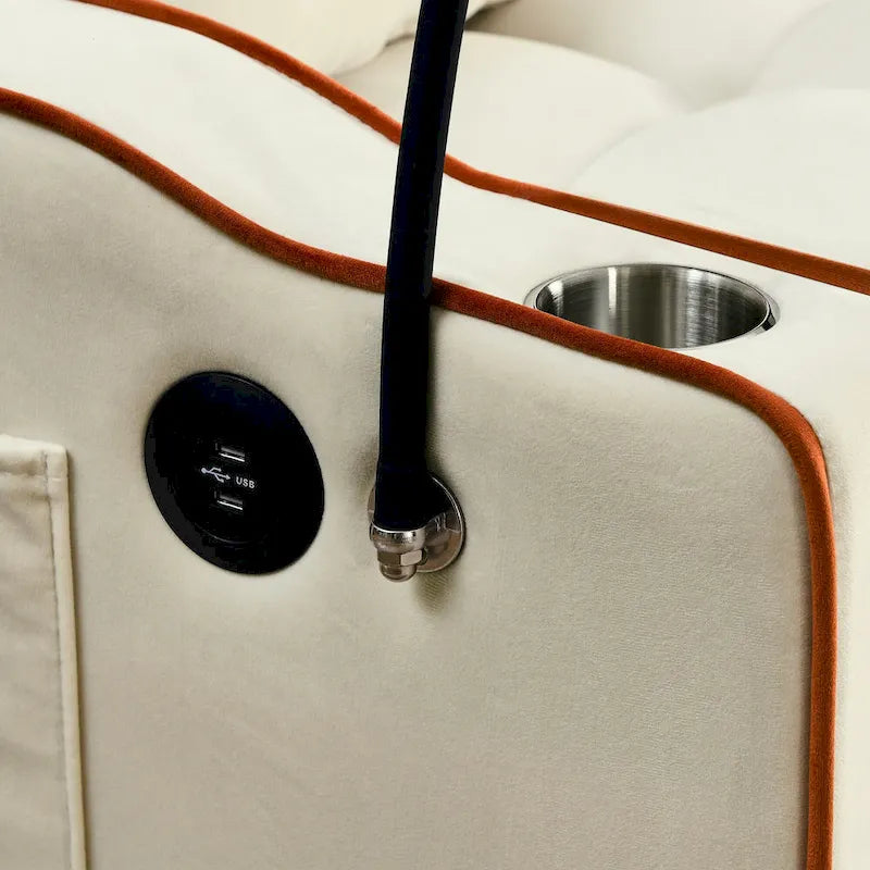55.5-Inch Convertible Velvet Sofa Bed with USB Charging