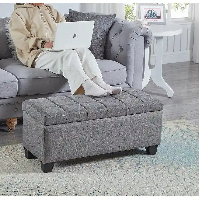 Rectangular Upholstered Storage Bench for Bedroom and Entryway