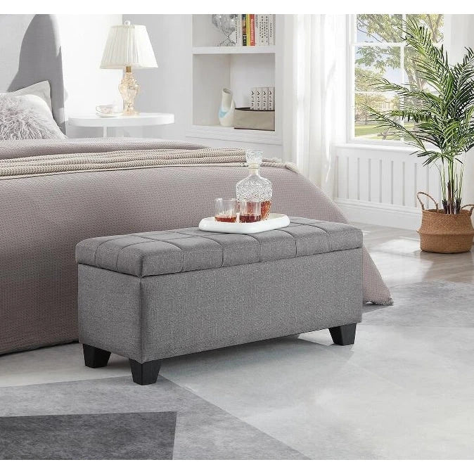 Rectangular Upholstered Storage Bench for Bedroom and Entryway