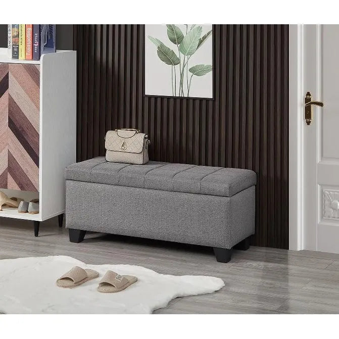 Rectangular Upholstered Storage Bench for Bedroom and Entryway