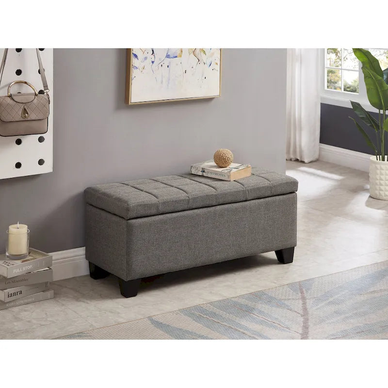 Rectangular Upholstered Storage Bench for Bedroom and Entryway