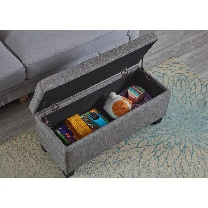 Rectangular Upholstered Storage Bench for Bedroom and Entryway
