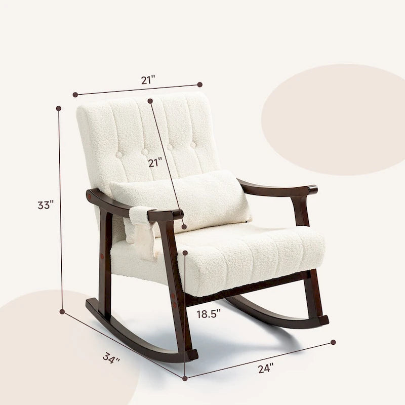 Upholstered Rocking Chair with Massage Lumbar Support
