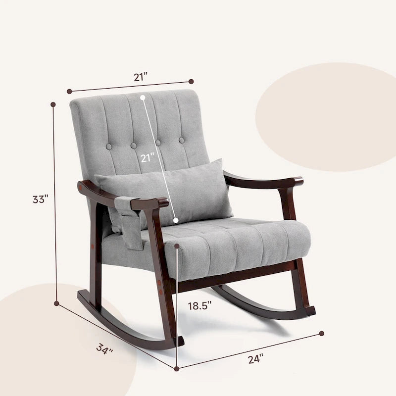 Upholstered Rocking Chair with Massage Lumbar Support