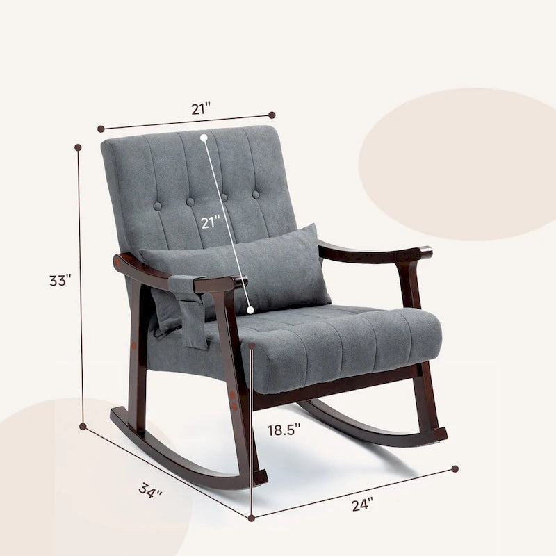 Upholstered Rocking Chair with Massage Lumbar Support