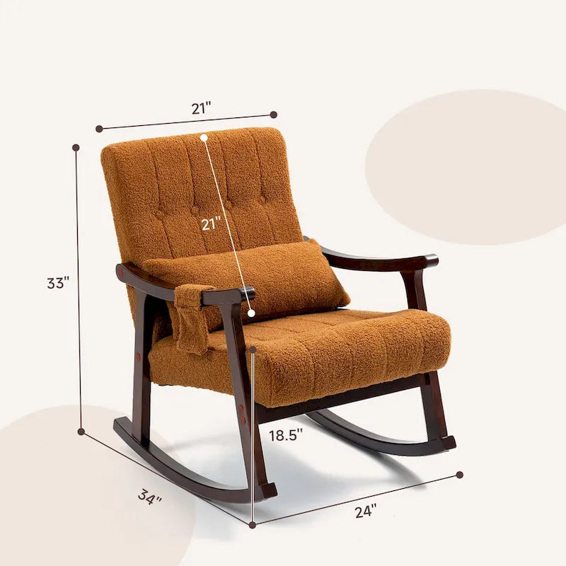 Upholstered Rocking Chair with Massage Lumbar Support