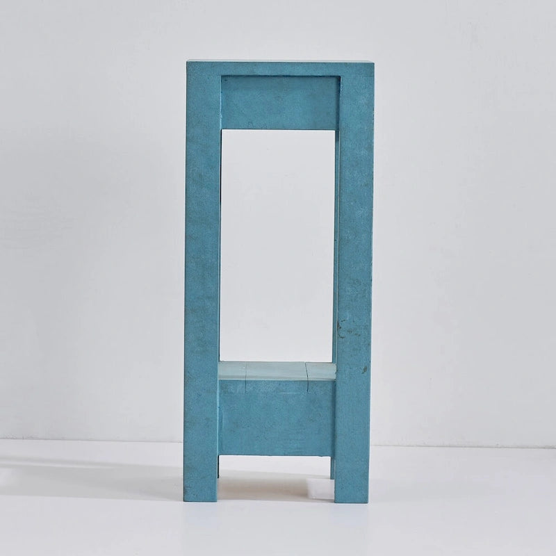 Rustic Farmhouse Wood Side Table with Lower Storage Shelf