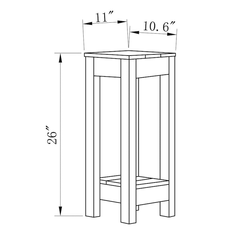 Rustic Farmhouse Wood Side Table with Lower Storage Shelf