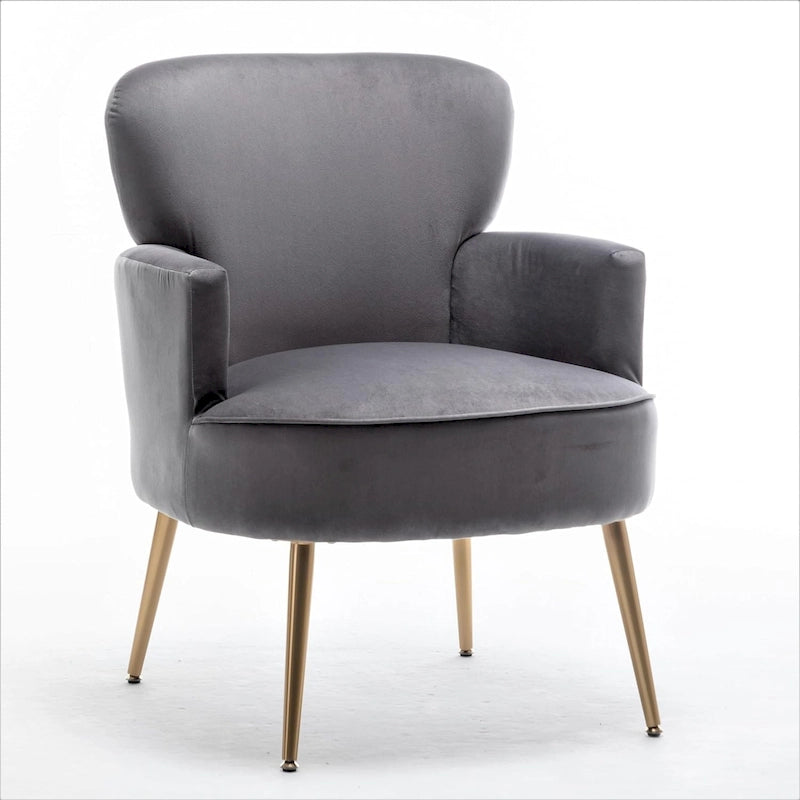 Velvet Accent Chair with Gold Metal Legs