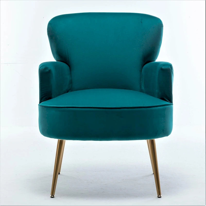 Velvet Accent Chair with Gold Metal Legs