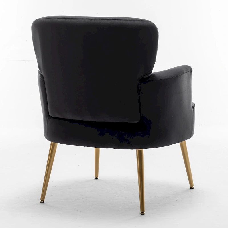 Velvet Accent Chair with Gold Metal Legs