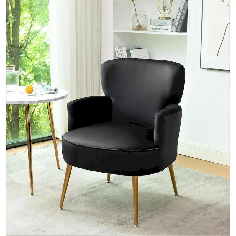 Velvet Accent Chair with Gold Metal Legs
