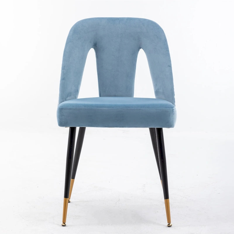 Set of 2 Upholstered Dining Chairs with Nailhead Trim and Metal Legs