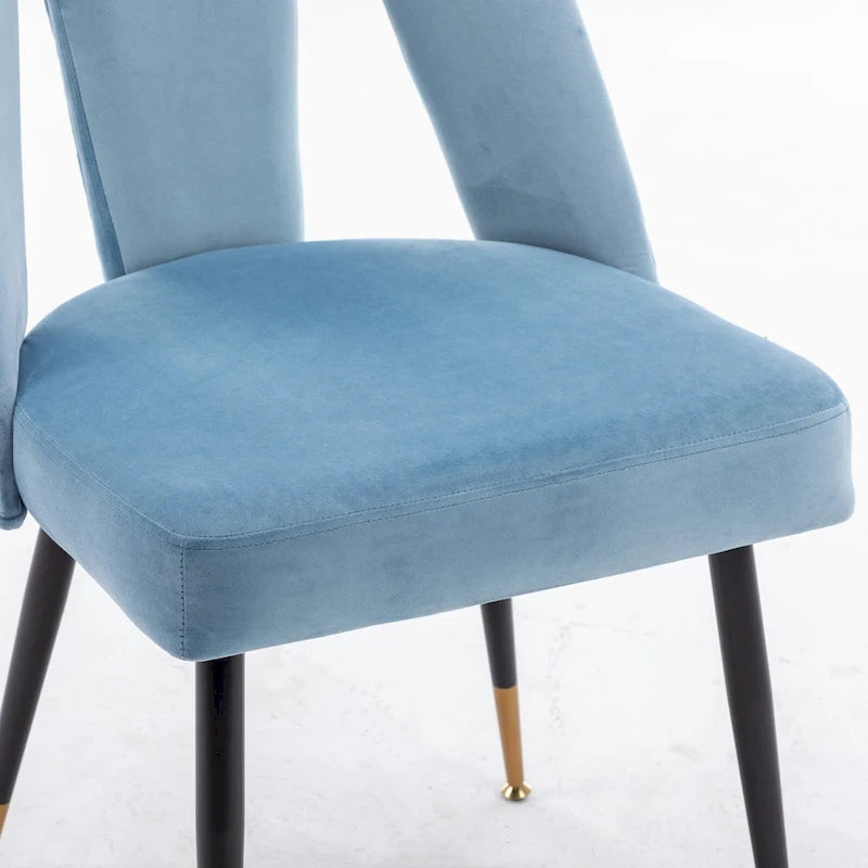 Set of 2 Upholstered Dining Chairs with Nailhead Trim and Metal Legs