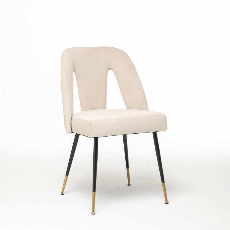 Set of 2 Upholstered Dining Chairs with Nailhead Trim and Metal Legs