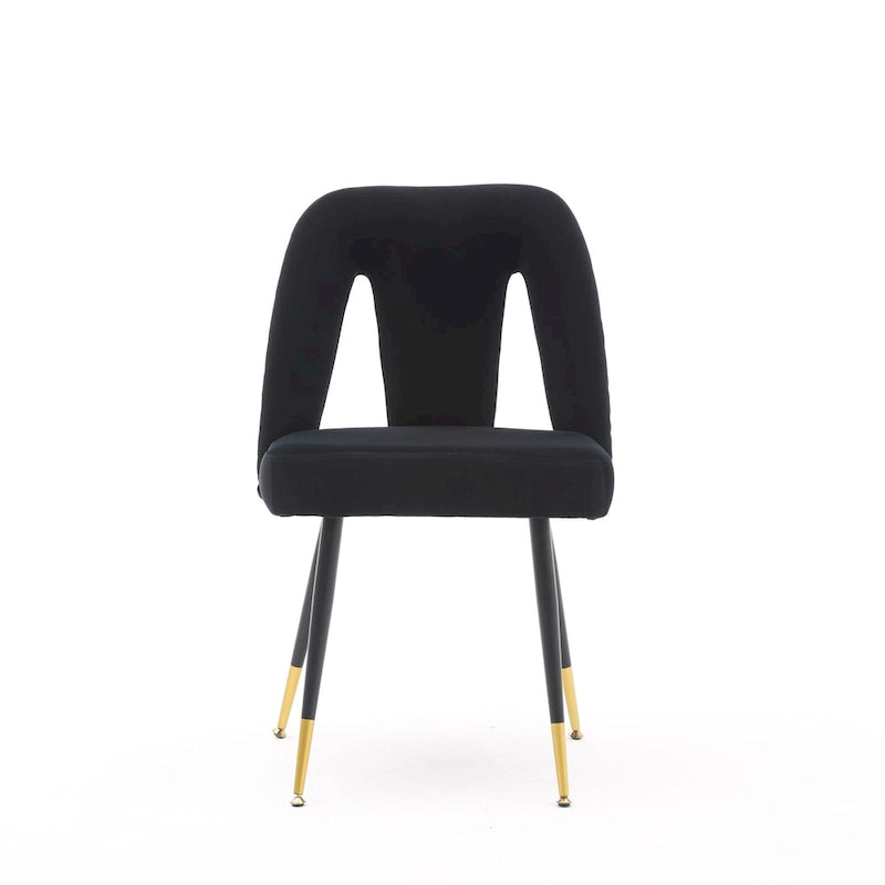 Set of 2 Upholstered Dining Chairs with Nailhead Trim and Metal Legs