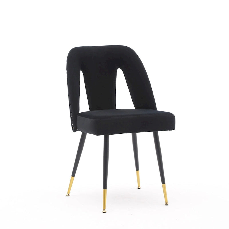Set of 2 Upholstered Dining Chairs with Nailhead Trim and Metal Legs