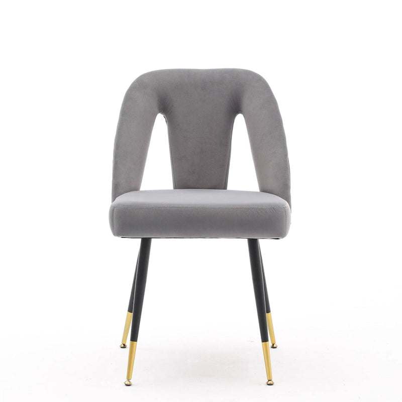 Set of 2 Upholstered Dining Chairs with Nailhead Trim and Metal Legs