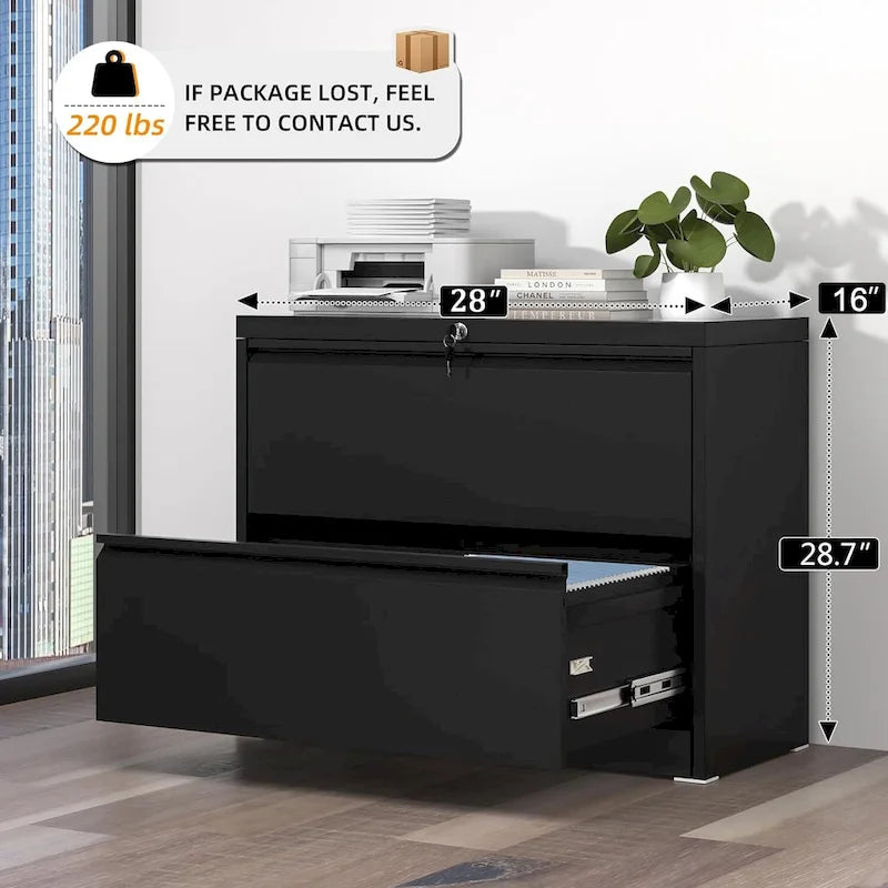 2-Drawer Locking Metal Lateral File Cabinet