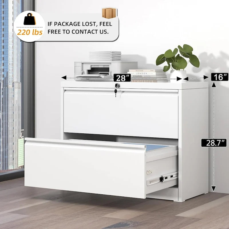 2-Drawer Locking Metal Lateral File Cabinet
