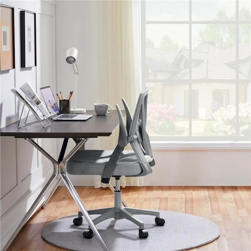 Mesh Office Chair with Flip-Up Armrests and Adjustable Lumbar Support
