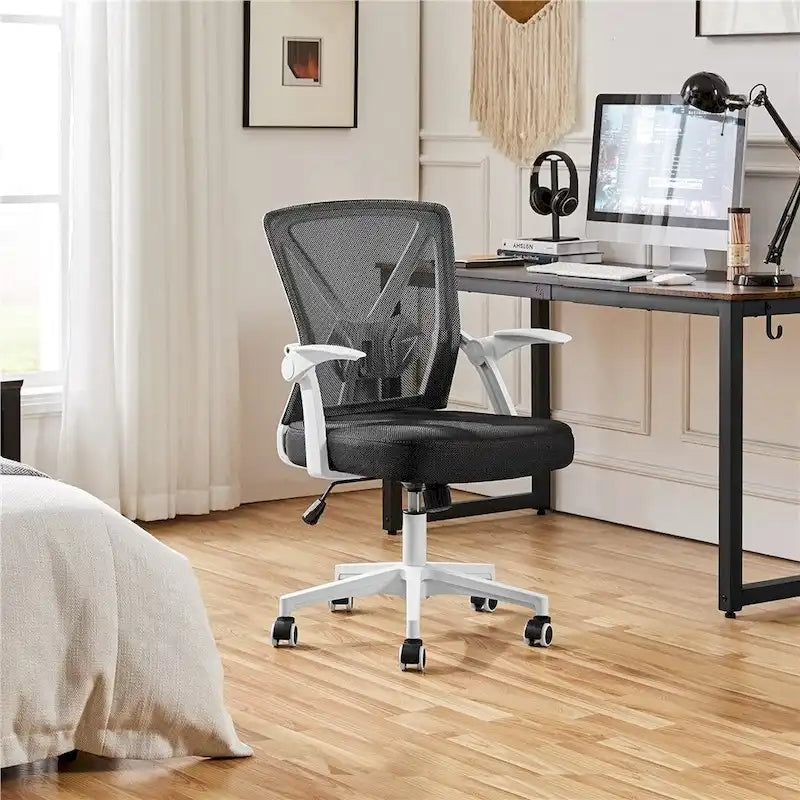 Mesh Office Chair with Flip-Up Armrests and Adjustable Lumbar Support
