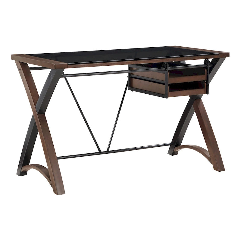 48 Glass-Top Desk with Sliding Storage Trays