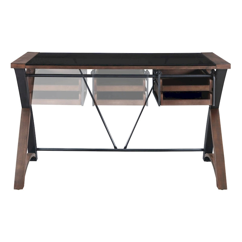 48 Glass-Top Desk with Sliding Storage Trays