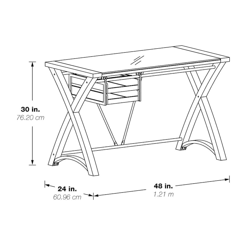 48 Glass-Top Desk with Sliding Storage Trays